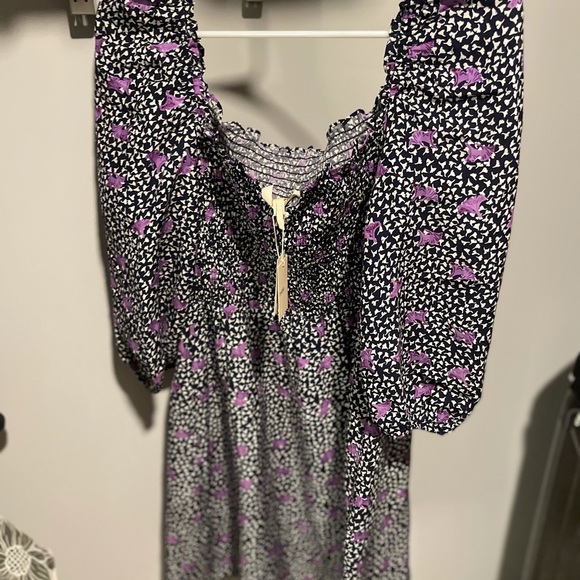 NWT Maje purple/black floral print linen dress M - Picture 6 of 6